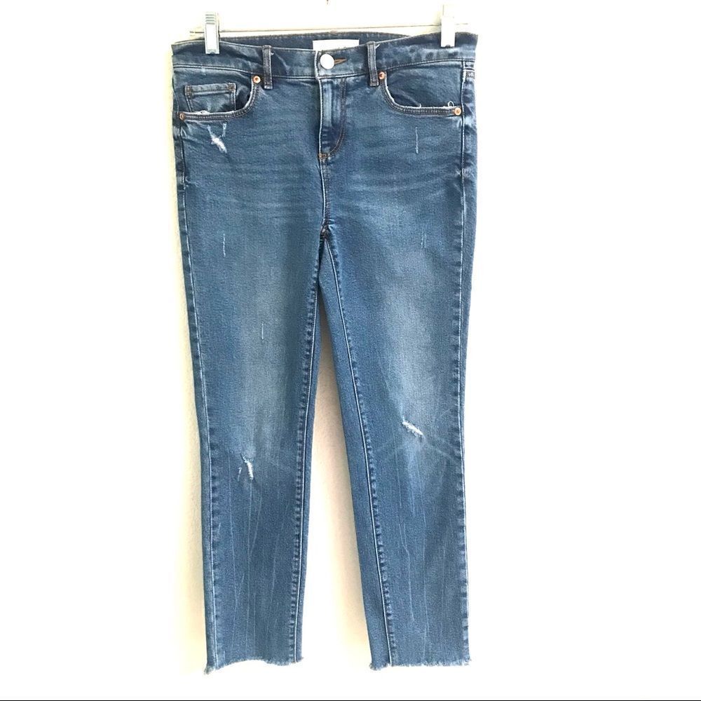 LOFT Modern skinny frayed raw hem denim jeans 25